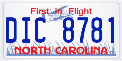 NC license plate DIC8781