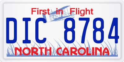 NC license plate DIC8784
