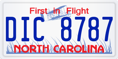 NC license plate DIC8787