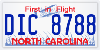NC license plate DIC8788