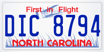 NC license plate DIC8794