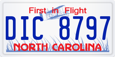 NC license plate DIC8797
