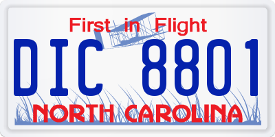 NC license plate DIC8801