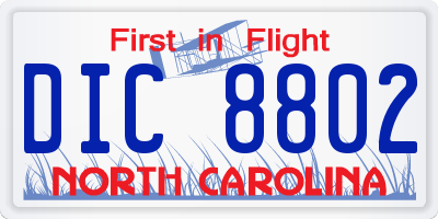 NC license plate DIC8802