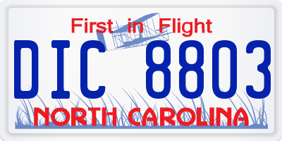 NC license plate DIC8803