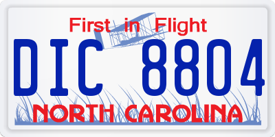 NC license plate DIC8804