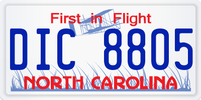 NC license plate DIC8805