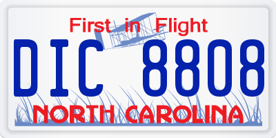 NC license plate DIC8808