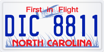 NC license plate DIC8811