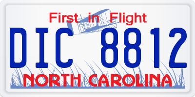 NC license plate DIC8812