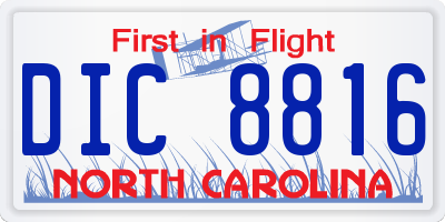 NC license plate DIC8816