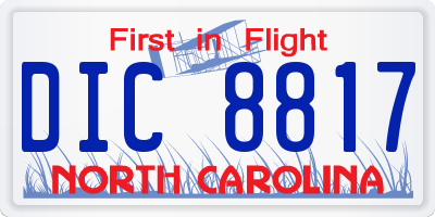 NC license plate DIC8817