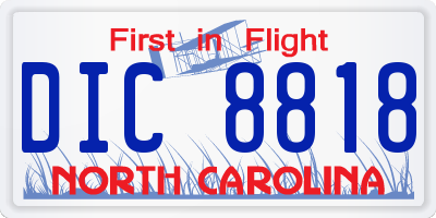 NC license plate DIC8818