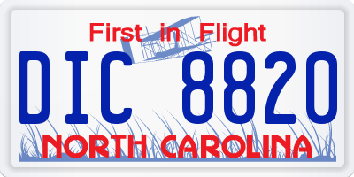 NC license plate DIC8820