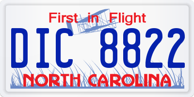 NC license plate DIC8822