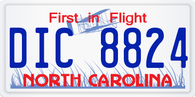 NC license plate DIC8824
