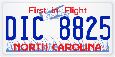 NC license plate DIC8825
