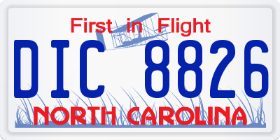 NC license plate DIC8826