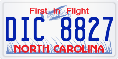 NC license plate DIC8827