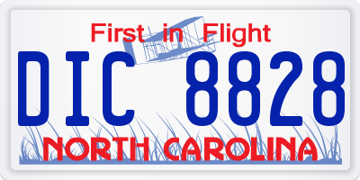 NC license plate DIC8828