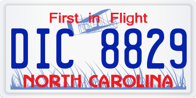 NC license plate DIC8829