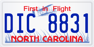 NC license plate DIC8831