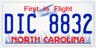 NC license plate DIC8832