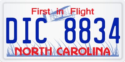NC license plate DIC8834
