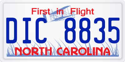 NC license plate DIC8835