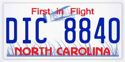 NC license plate DIC8840