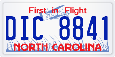 NC license plate DIC8841