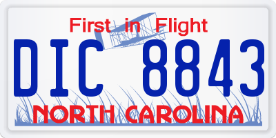 NC license plate DIC8843