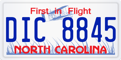 NC license plate DIC8845