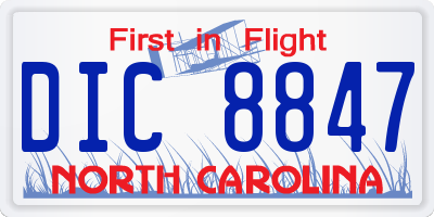 NC license plate DIC8847