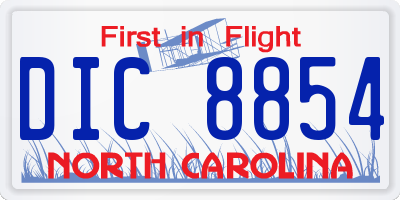 NC license plate DIC8854