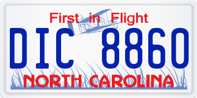 NC license plate DIC8860