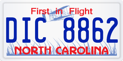 NC license plate DIC8862