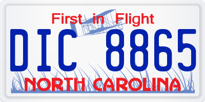 NC license plate DIC8865