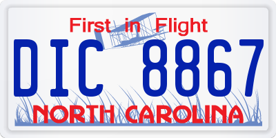 NC license plate DIC8867