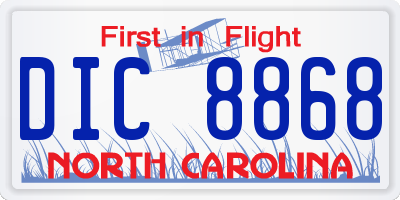 NC license plate DIC8868