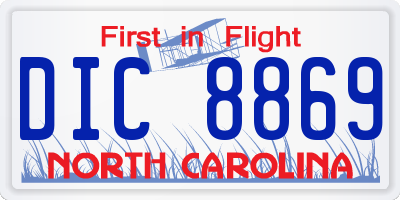 NC license plate DIC8869