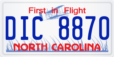 NC license plate DIC8870