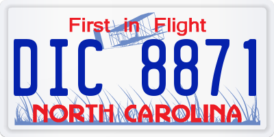 NC license plate DIC8871