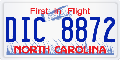 NC license plate DIC8872