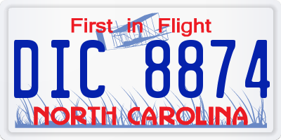NC license plate DIC8874