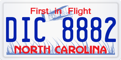 NC license plate DIC8882