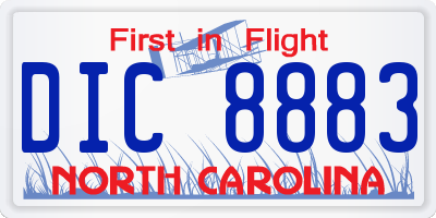 NC license plate DIC8883