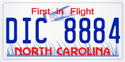 NC license plate DIC8884
