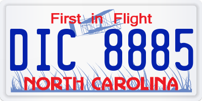 NC license plate DIC8885