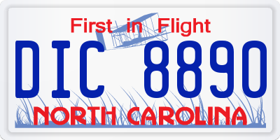 NC license plate DIC8890